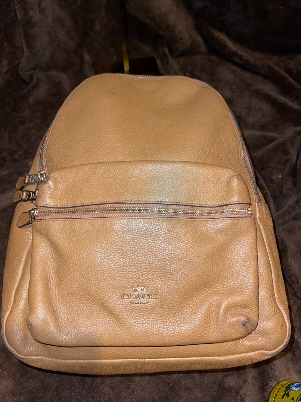 COACH F29004 Charlie Large Pebble Leather Backpack – Saddle Brown / Tan